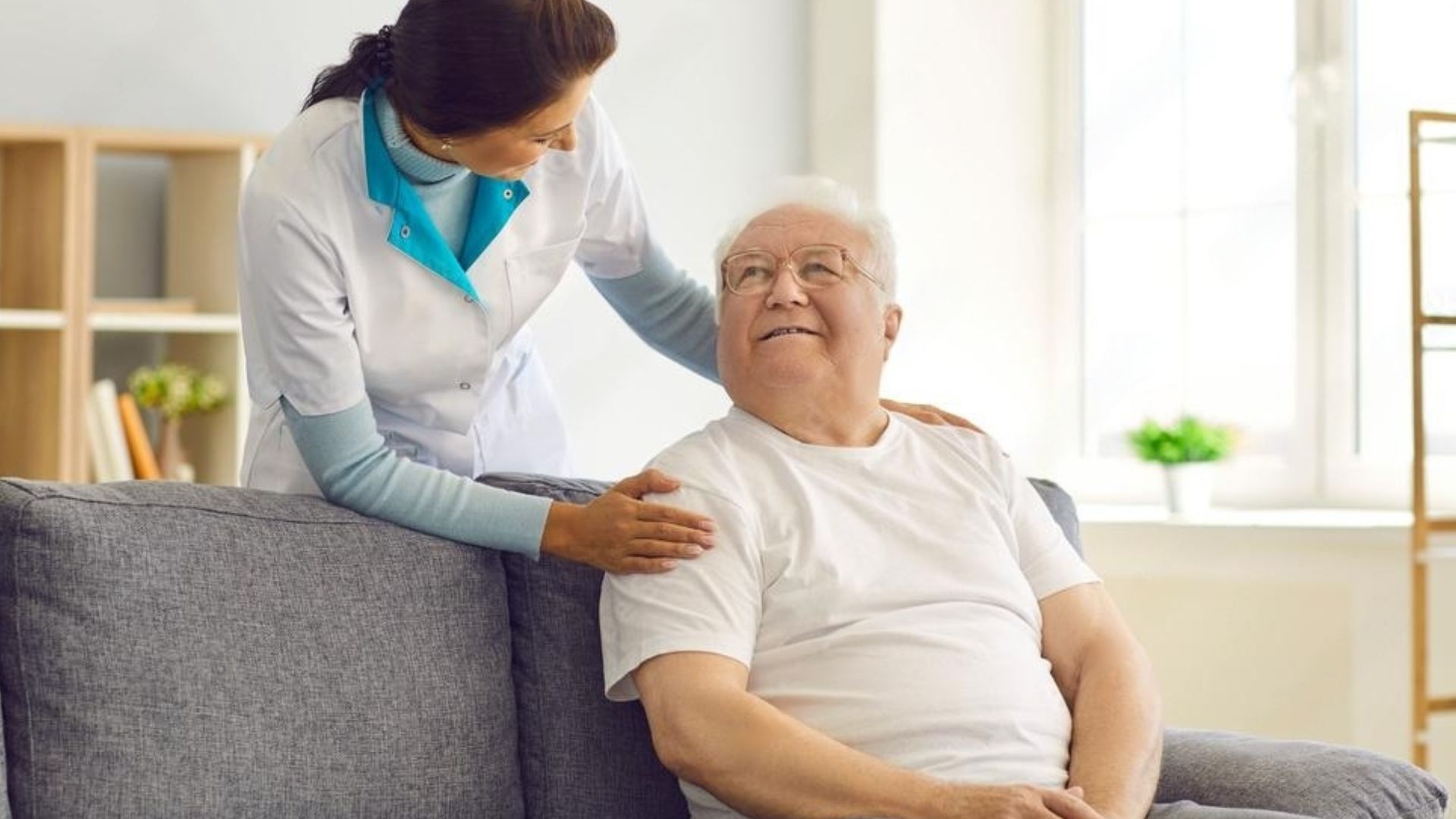 man and nurse smiling - Alzheimer's and dementia care charlotte